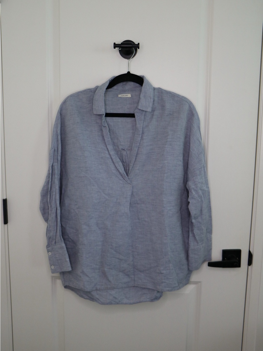 Sneak Peek Light Blue Collared Linen Shirt